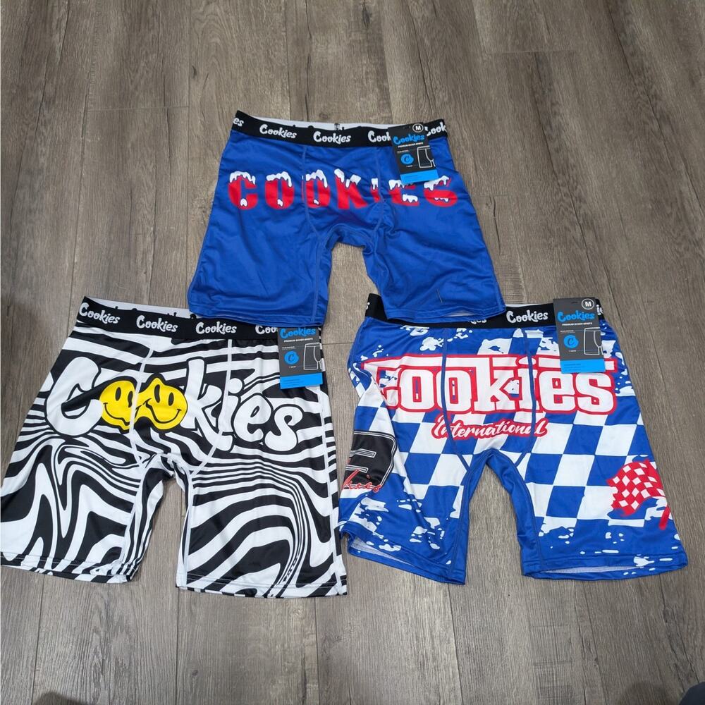 Cookies SF Men's Boxer Briefs 3-Pack - Size Medium - Blue, Zebra, Race...
